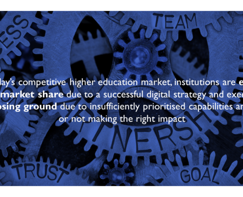 In today’s competitive higher education market, institutions are either gaining market share due to a successful digital strategy and execution or losing ground due to insufficiently prioritised capabilities and/or not making the right impact