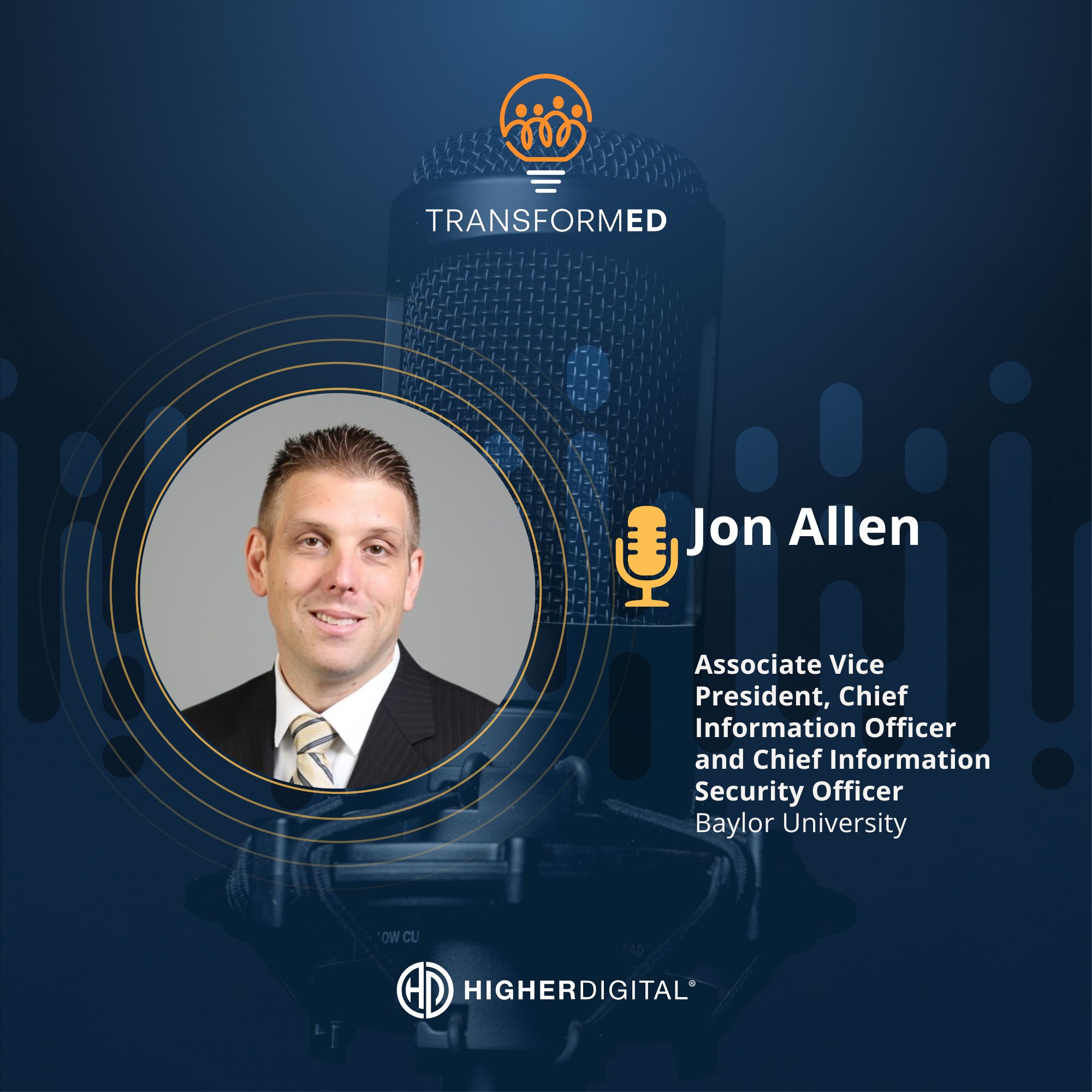 Branded image showing our podcast guest, a professional white man