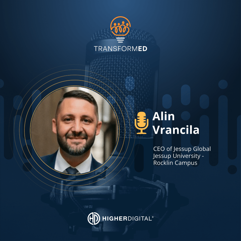 Smiling male executive, Alin Vrancila, guest on the TRANSFORMED podcast