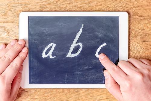 ABC in chalk on iPad