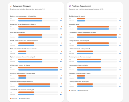 Behaviors Observed and Feelings Experienced - detailed institutional assessment