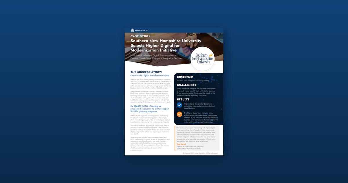 Southern New Hampshire University case study, first page